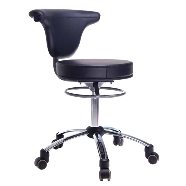 Task Medical Surgeon Stool With Back Black