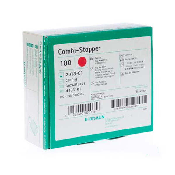 BRAUN COMBI STOPPERS (SYRINGE CAPS) RED 4495101  BOX-100
