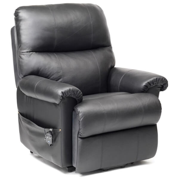 Borg Riser Recliner, Dual Motor Power Lift Arm Chair, Black Vinyl With USB, Motor For Back & Leg Rest, SWL 150KG