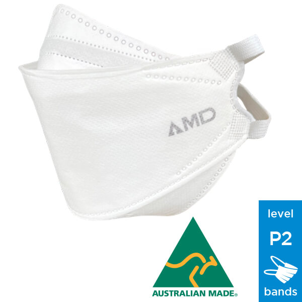 AMD P2 (N95) Nano-Tech Respirator Face Mask T4H, 4-Layer With Headbands Box-50 Large Size *Australian Made*