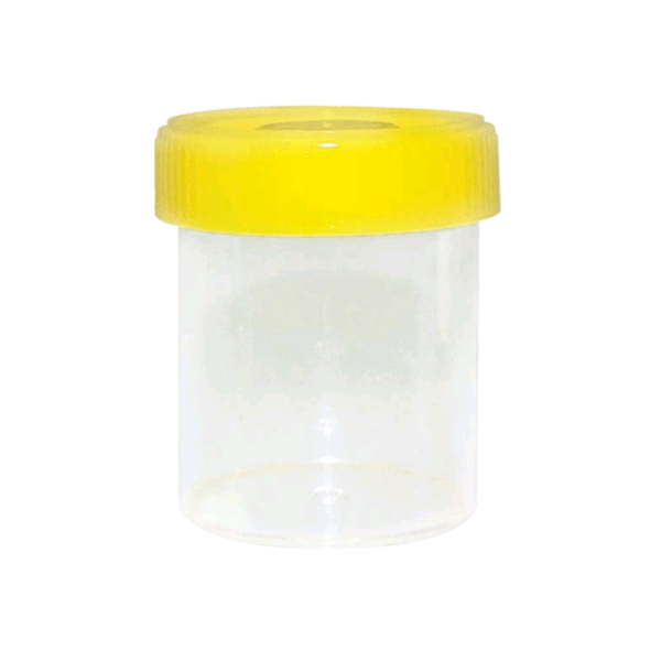 Sterile Specimen Jar 120ml Unlabelled Yellow Cap Flat Bottom EA TP10844SU-246