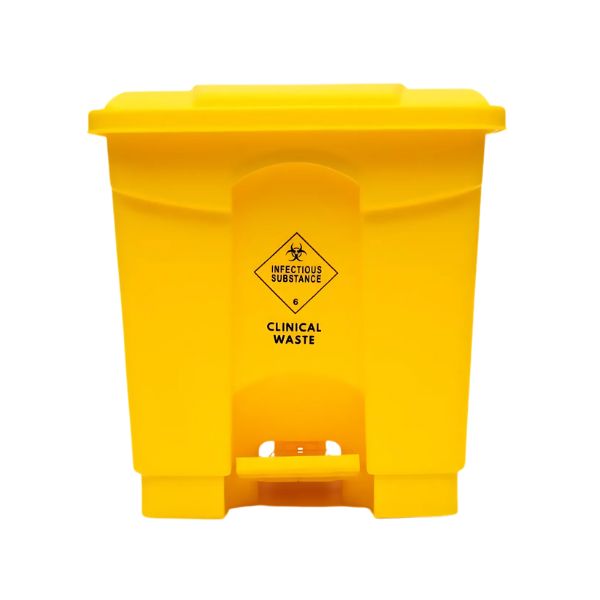 Clinical Waste Bin Square 30 Litre With Foot Pedal Yellow PB30CW