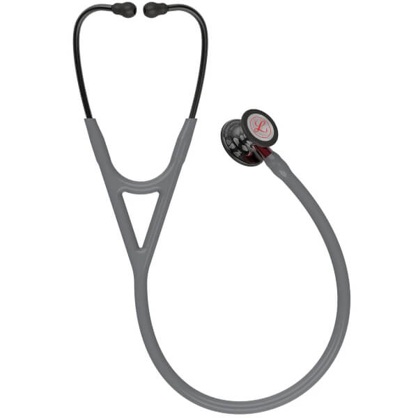 Littmann Cardiology IV Stethoscope Grey Tube, High Polish Smoke Chestpiece, Red Stem & Black Headset 6183