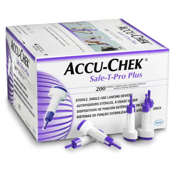 ACCU-CHEK SAFE-T-PRO PLUS LANCET 23g 3 Depth settings 1.3, 1.8, 2.3mm 03603539200   BOX-200