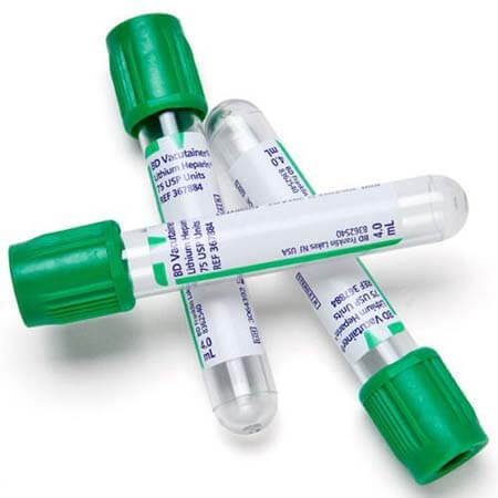 BD Vacutainer Tubes Lithium Heparin, Plastic, 10ml, 16x100ml, Green Hemogard Cap, 367526 Box-100