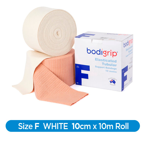 Bodigrip (Tubigrip) Tubular Elastic Bandage 10cm x 10m *Size F - Natural Whte* 13023105 Roll