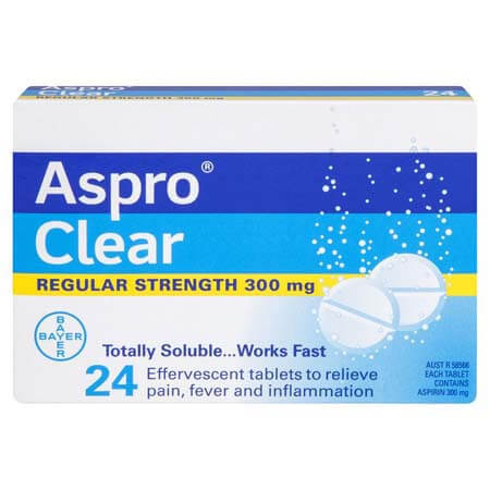 Aspro (Aspirin) Clear Tablets 300mg Pack-24 AUST R 58566